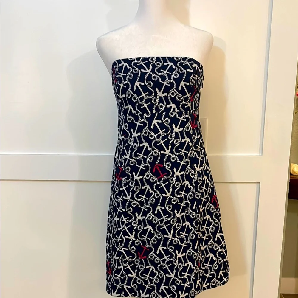 Lilly Pulitzer nautical strapless dress in size 8. Excellent condition - Picture 1 of 9